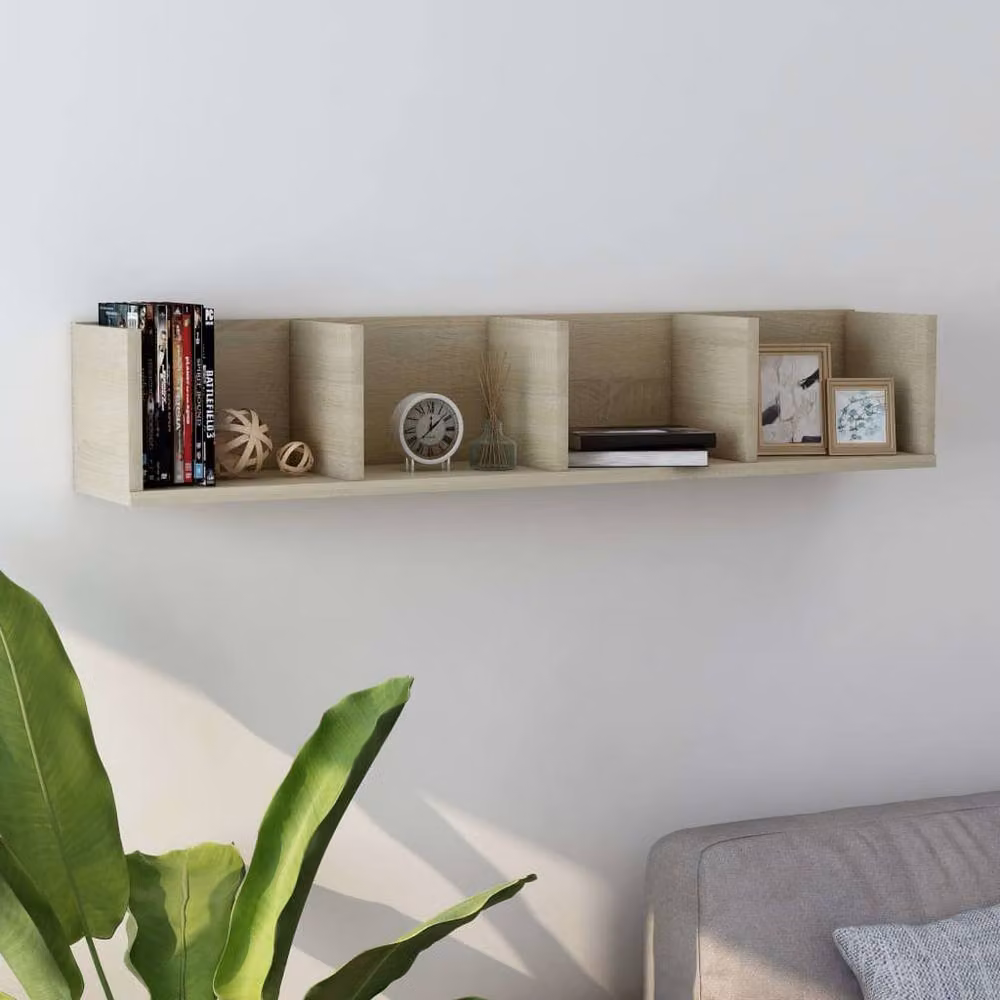 Berkfield Home Sonoma Oak CD Wall Shelf, Beige, W/D/H: 100 x 18 x 18 cm – 2