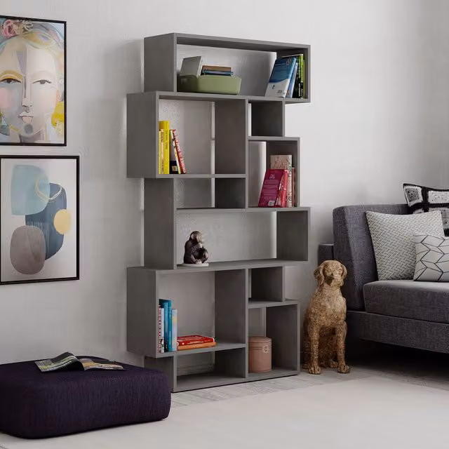 Decortie Karmato Modern Bookcase Display Unit in Grey – 1
