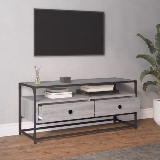 Berkfield Home Grey Sonoma TV Cabinet in Engineered Wood W/D/H: 100 x 35 x 45 cm
