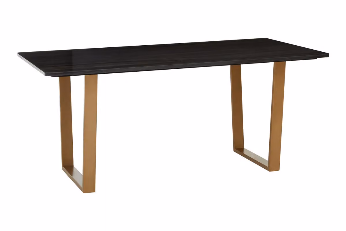Orsina Black Marble Top Rectangular Dining Table with Gold Metal Base, W: 180 cm, D: 90 cm, H: 76 cm – 2