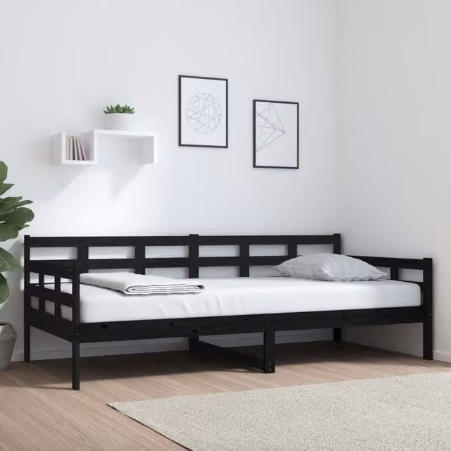 Berkfield Home Rustic Black Solid Wood Pine Day Bed W/D/H: 90 x 200 cm – 1