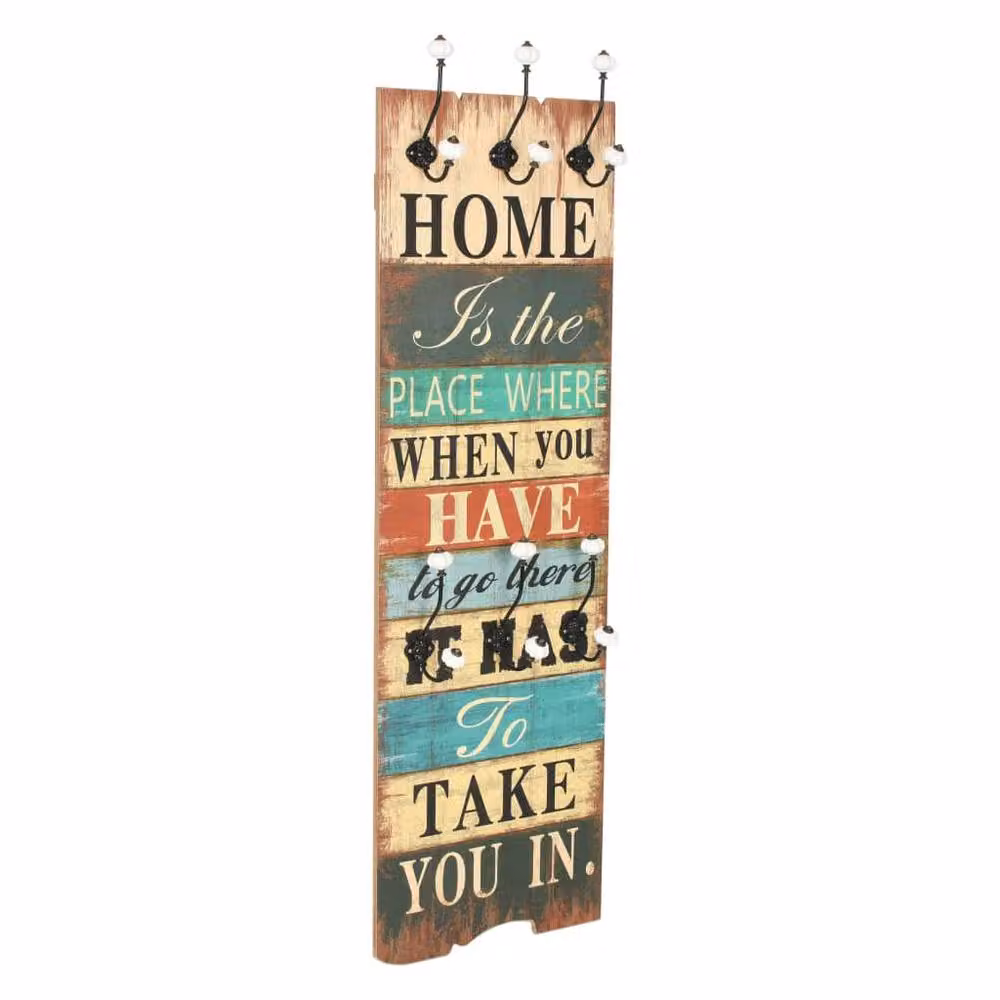Berkfield Home Wall-mounted Vintage Coat Rack with 6 Hooks, Multicolour, W: 120 cm, D: 40 cm – 2