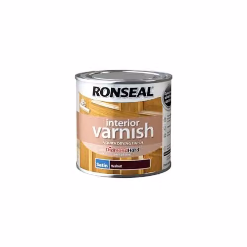 Ronseal Quick Dry Satin Interior Wood Varnish, Brown, 250ml – 1