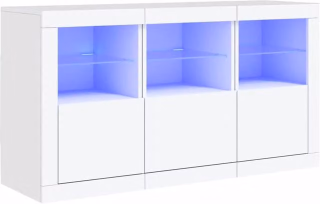 Berkfield Home Modern Glossy White Sideboard with Integrated LED Lights W/D/H: 123 x 37 x 67 cm – 1