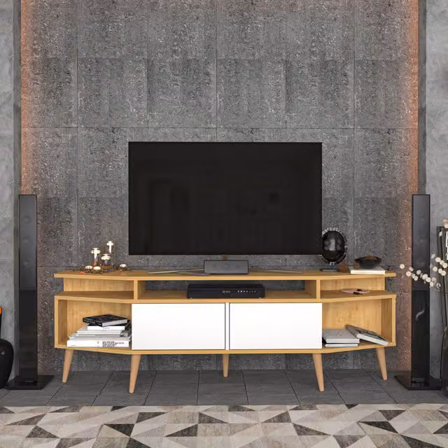Decorotika Denis Modern TV Unit for TVs up to 81 inch in Sapphire Oak and White