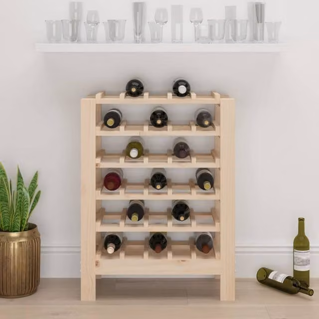Berkfield Home Beautiful Wine Rack in Light Brown Solid Pine, W: 61.5 cm, D: 30 cm, H: 82 cm
