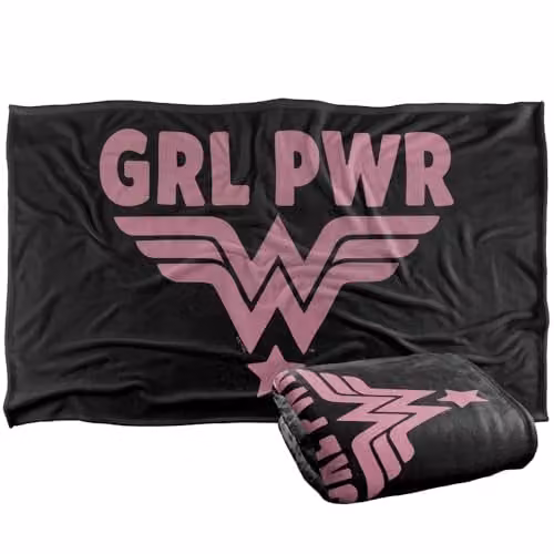 Warner Bros. Wonder Woman Girl Power Pink Super Soft Fleece Throw Blanket, W/D/H: 91 x 147 cm