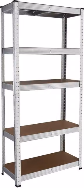 FLAVORA Heavy Duty 5 Tier Boltless Garage Shelving in Silver, W/D/H: 50 x 50 x 150 cm
