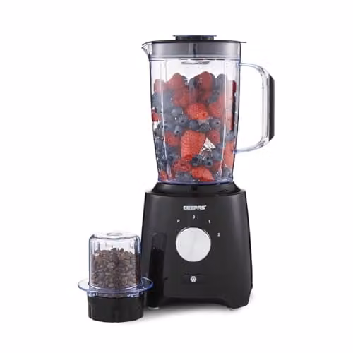 Geepas 2-in-1 Blender and Smoothie Maker with Spice Mill, 550W, 1.8L, Black
