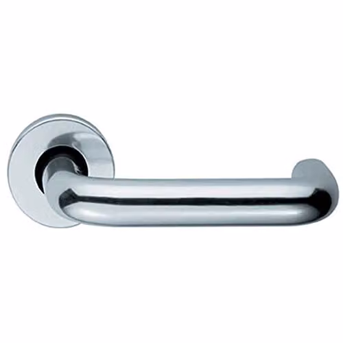Loops Pair of 19mm Round Bar Safety Lever Door Handles with Concealed Fix Round Rose in Polished Aluminium
