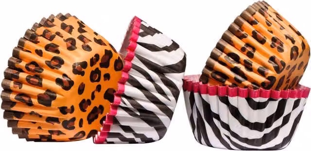 Orsina Mini Animal Print Paper Cupcake Cases, 100 Greaseproof Bake Wrappers, Multicolour – 1