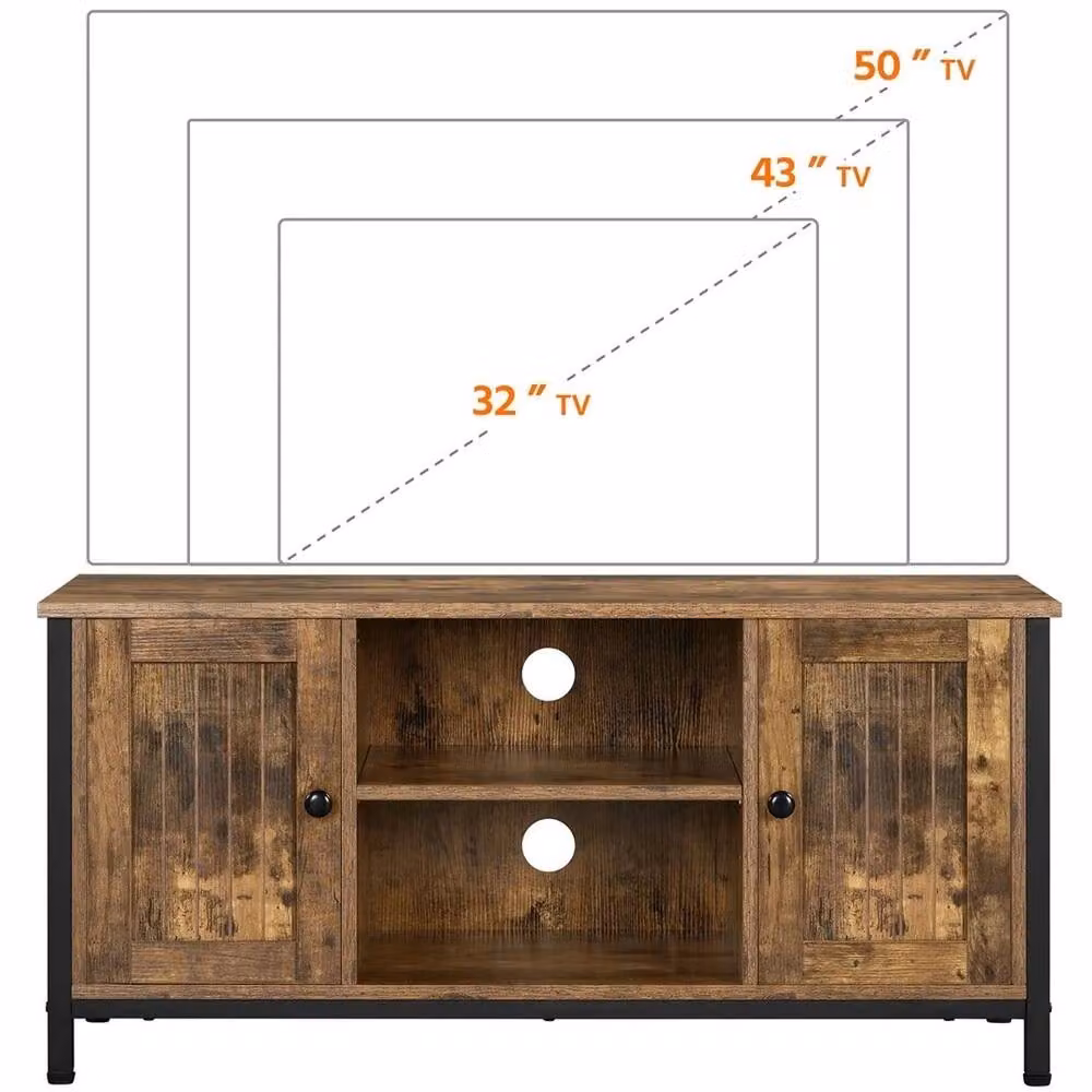 Kelvenix Industrial TV Cabinet in Brown with Media Compartments, W/D/H: 100 x 40 x 50 cm – 3