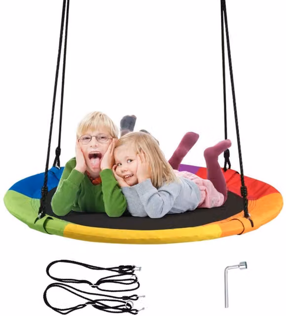 Costway Height Adjustable Multi-Coloured Metal and Foam Swing