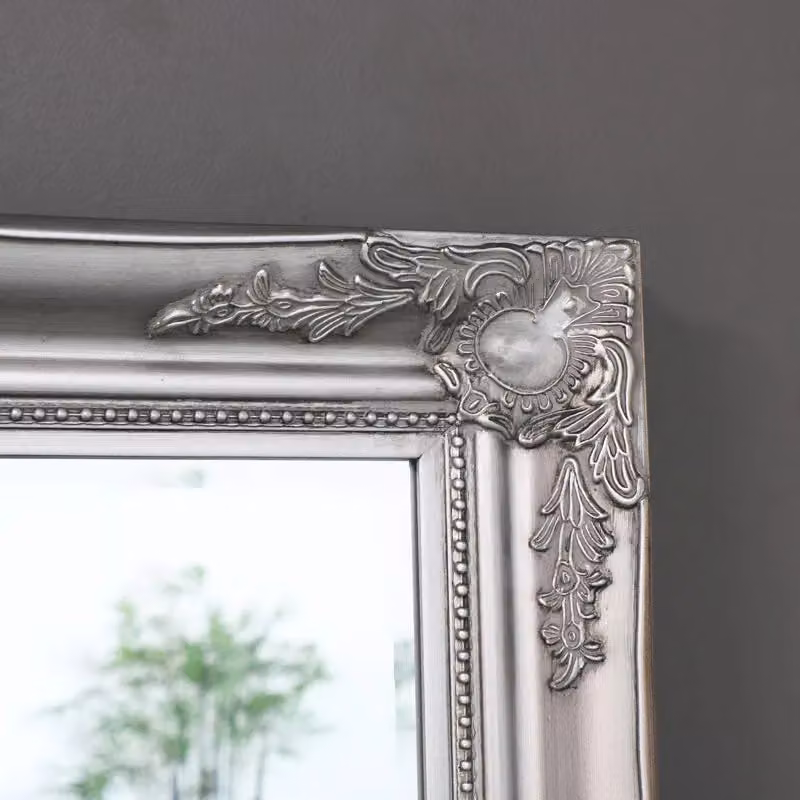 Melody Maison Large Ornate Silver and White Vintage Wall or Floor Mirror, H: 158 cm, W: 78 cm – 2