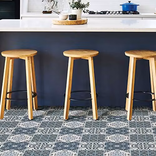 WallPops FP2951 Leyton Blue and Grey Self-Adhesive Peel and Stick Floor Tiles, 30.48 x 30.48 cm – 4