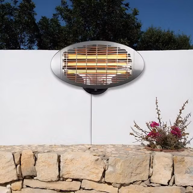 Primrose 2kW Quartz Bulb Wall Mounted Electric Patio Heater in Silver – 5