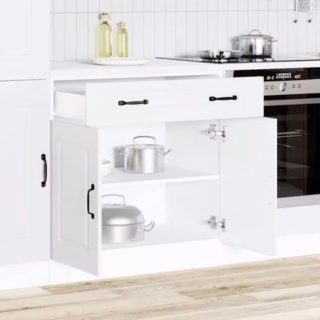 Berkfield Home Kalmar Kitchen Base Cabinet in White Matt MDF, H 81.5 x W 80.0 x D 46.0 cm