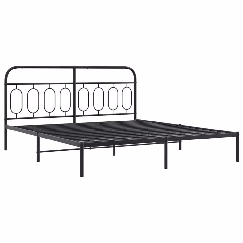 Berkfield Home Metal Bed Frame with Footboard, Black, W: 183 cm, D: 213 cm – 3