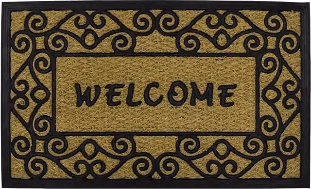 JVL Woven Coir and Rubber Tuffscrape Doormat in Beige and Brown, W: 45 cm, D: 75 cm – 1