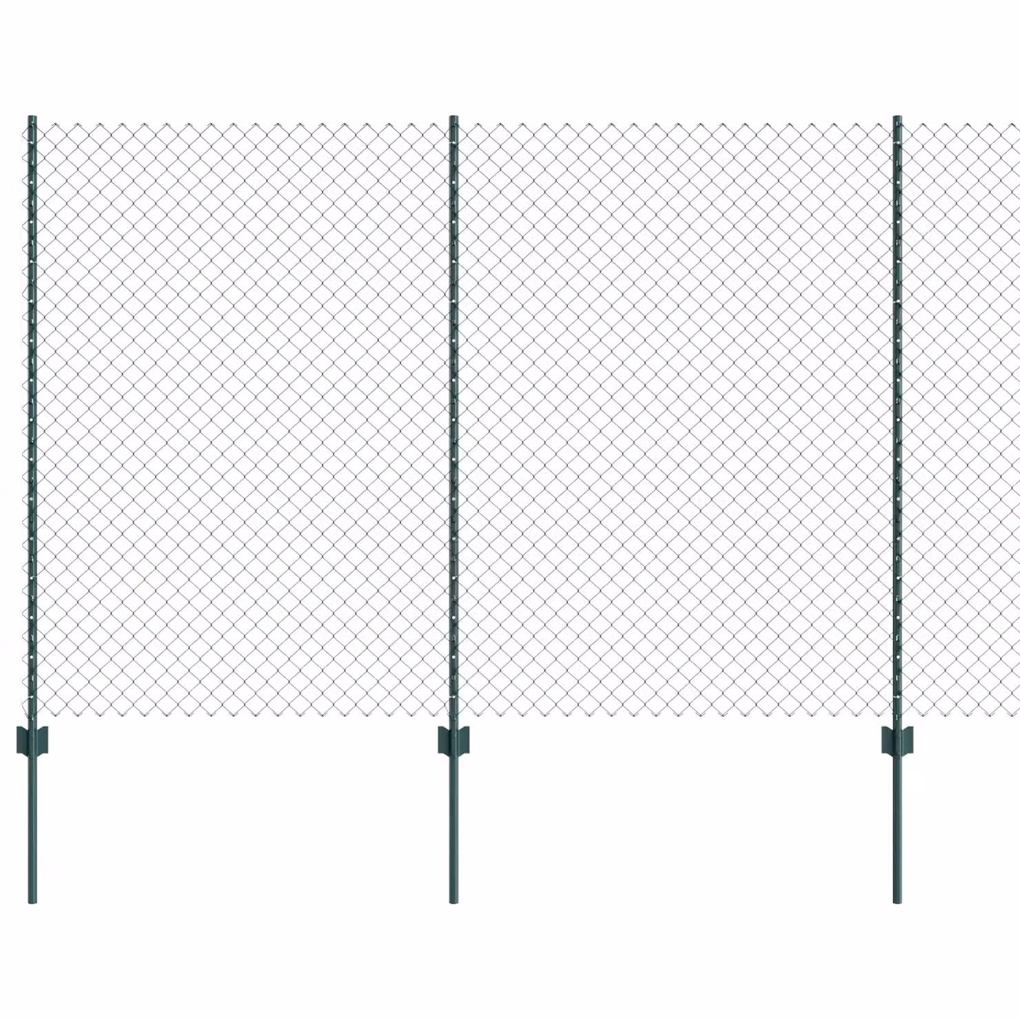 Berkfield Home Green Steel Chain Link Fence with 10 U-Profile In-Ground Posts, W: 10 m, H: 1.6 m – 2