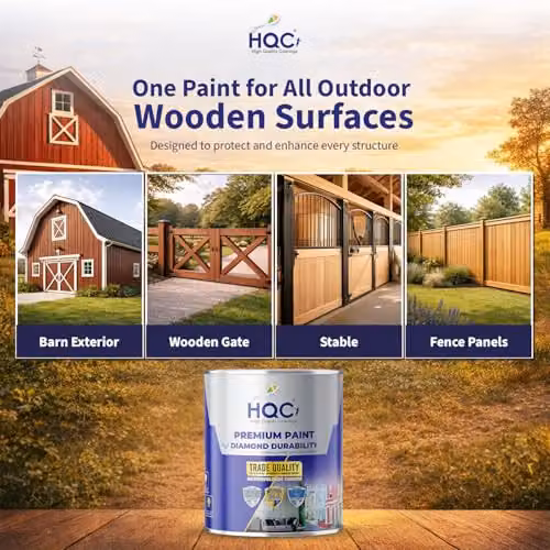 HQC Barn Paint in Marina Blue, 2.5 Litre Quick-Drying Weatherproof Satin Gloss Wood Paint for Outdoor Furniture and Garden Fences – 2