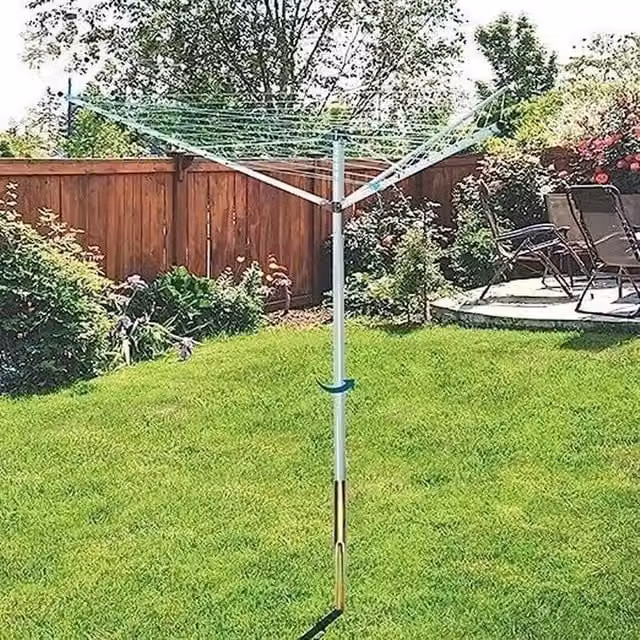 NESTLUNE 4-Arm Heavy Duty Rotary Airer Washing Line in Silver, W: 100 cm, D: 15 cm – 1