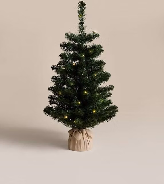 M&S 3ft Pre-Lit Classic Spruce Christmas Tree in Green with Warm White LED Lights