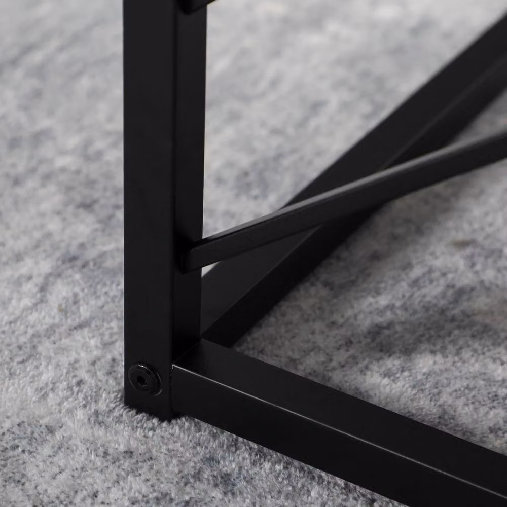 Havendro Set of 3 Square Nesting Coffee Tables with Black Metal Frame – 4