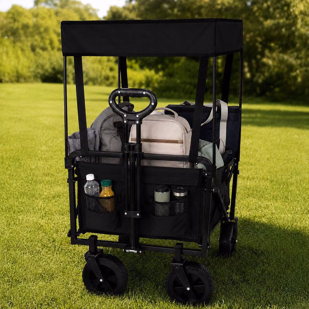 Neo Folding Garden Wagon with Canopy in Black, 140L Capacity – 8