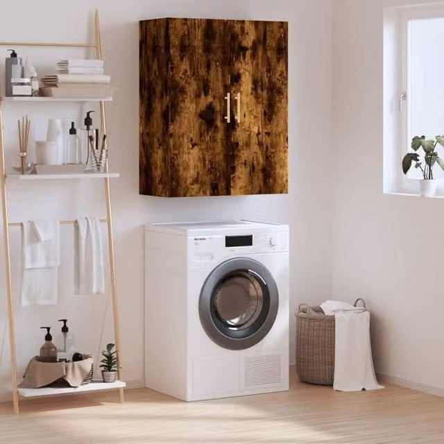 Berkfield Home Smoked Oak Wall Mounted Cabinet in Brown, W/D/H: 69.5 x 34 x 90 cm – 1