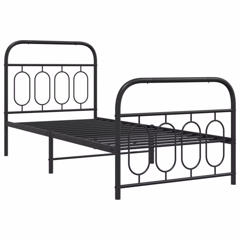 Berkfield Home Metal Bed Frame with Footboard, Black, W/D/H: 80 x 200 cm – 3