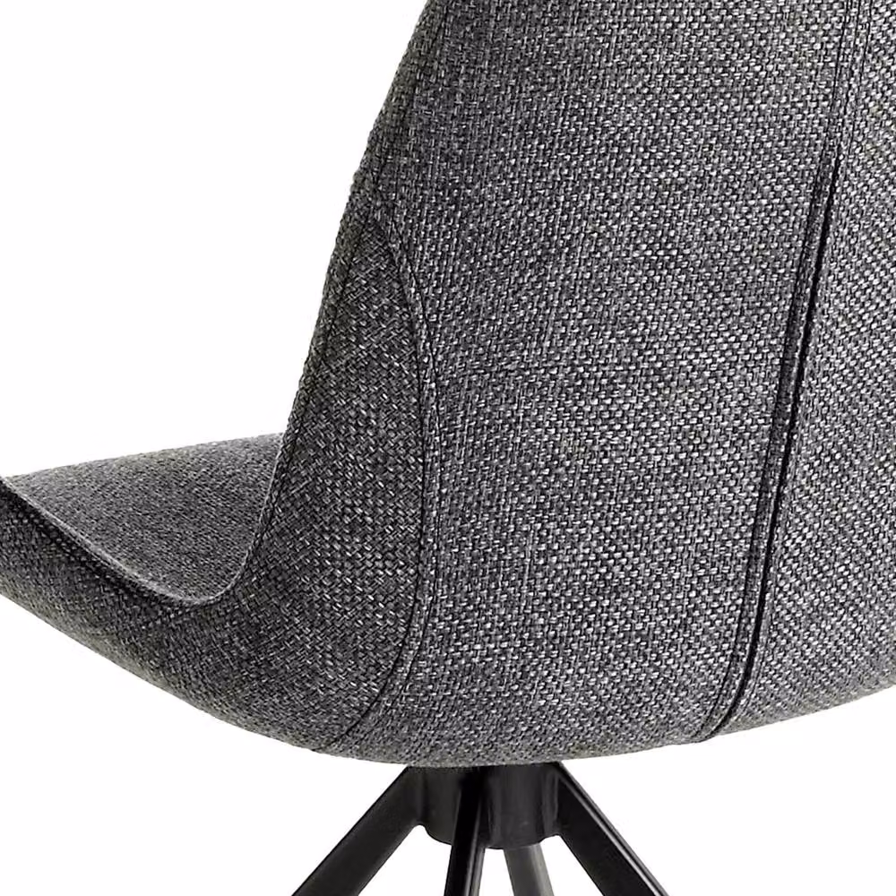 Angel Cerda Dark Grey Fabric Swivel Dining Chair with Black Metal Frame – 4