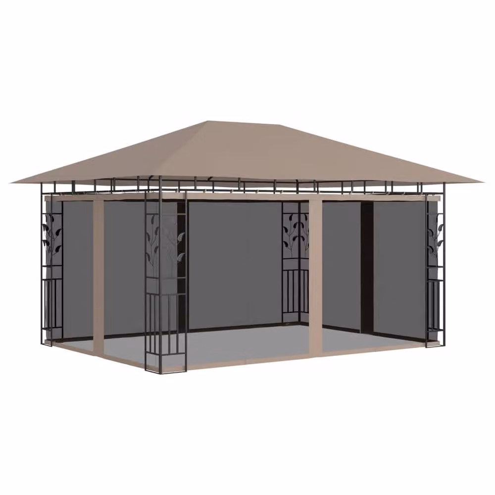 Berkfield Home Gazebo with Mosquito Net, Beige, W/D/H: 400 x 300 x 273 cm – 2