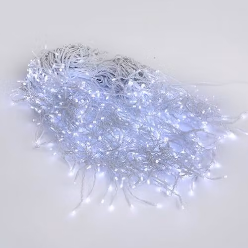 AMOS White Christmas Icicle LED Lights with 720 LEDs, Timer and Memory Function, 21.5 Metres