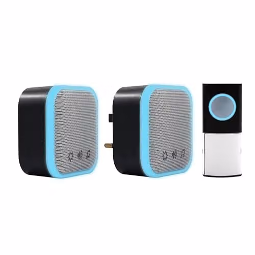 Uni-Com Wireless Portable and Plug-in Doorbell Set, Black