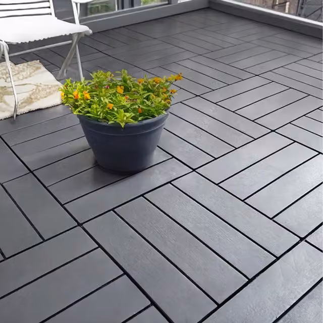 Polydeck Grey PVC Decking Tiles, Pack of 12