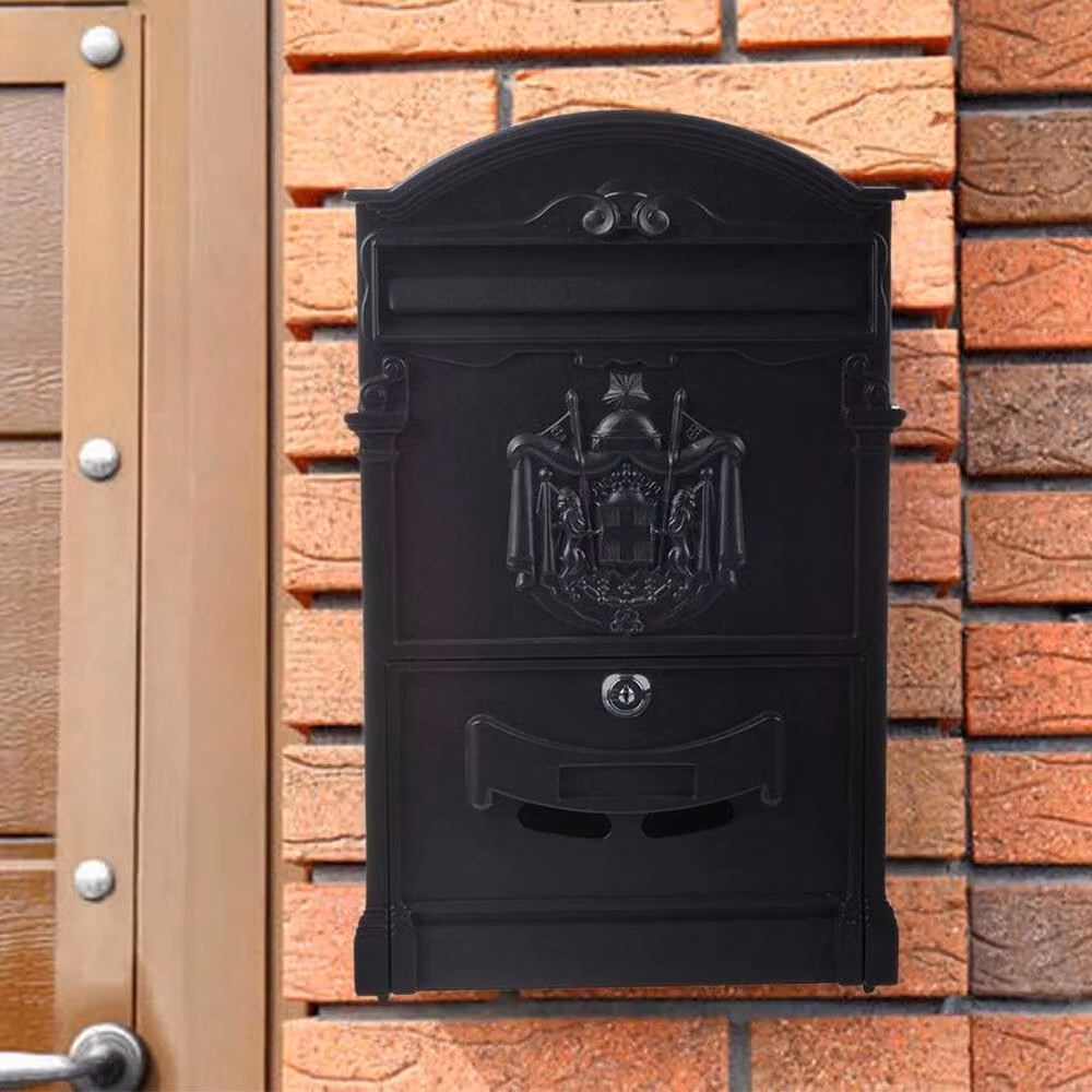 Hinsinc Large Vintage Outdoor Lockable Letters Post Box in Black – 3
