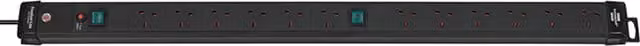Brennenstuhl Premium-Line 12-Way Extension Lead, Black