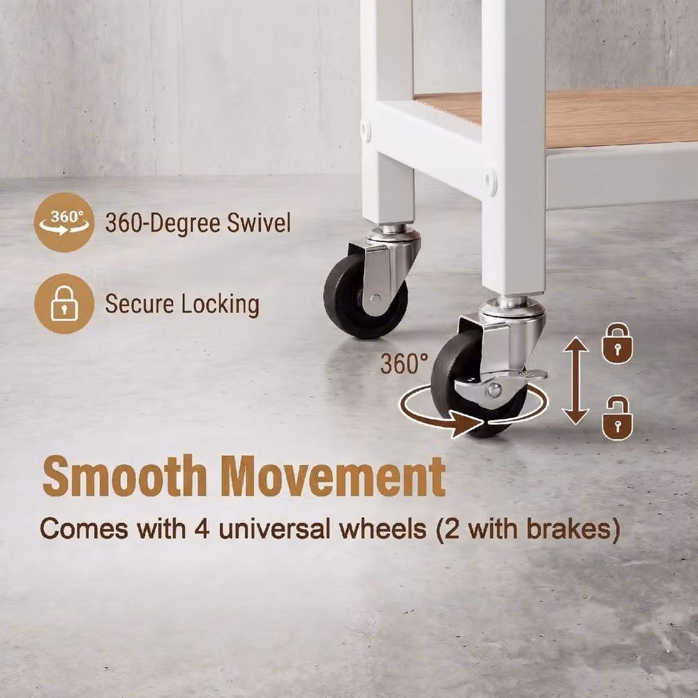 Havendro 3-Tier Rolling Printer Stand Cart with Storage Shelves in Natural – 2