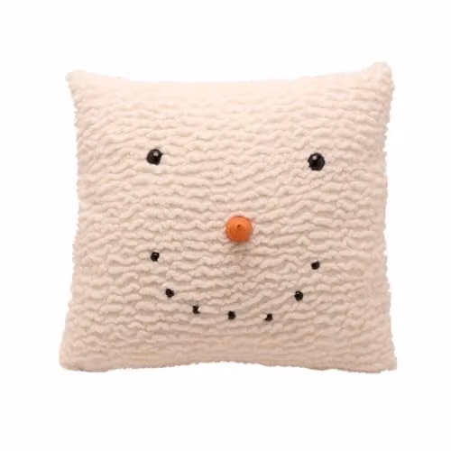 Widdop and Co Santa & Friends Snowman Cushion, W/D/H: 40 x 40 x 40 cm, Brown, Black, Orange and White