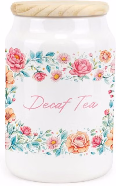 Purely Home Pink Floral Ceramic Decaf Tea Storage Canister