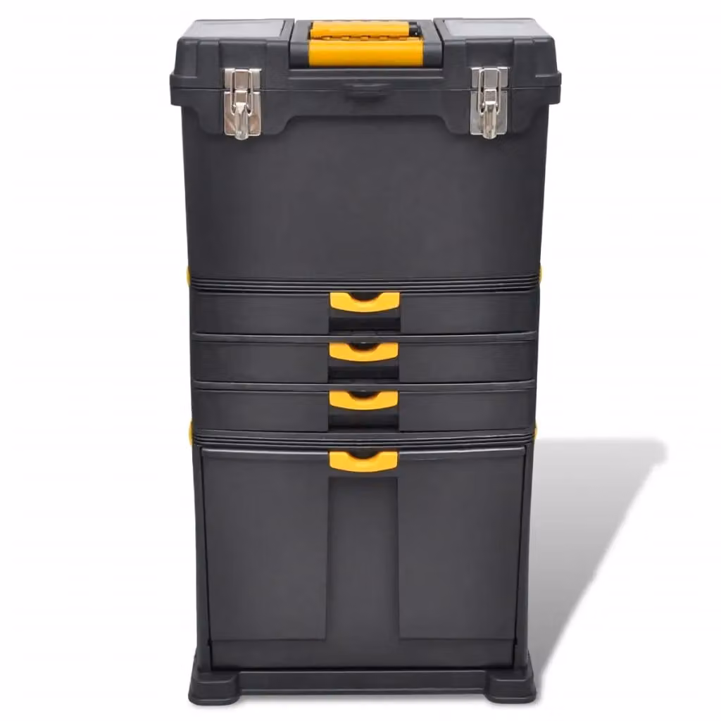 Berkfield Portable Plastic Tool Case Chest and Trolley in Black – 2