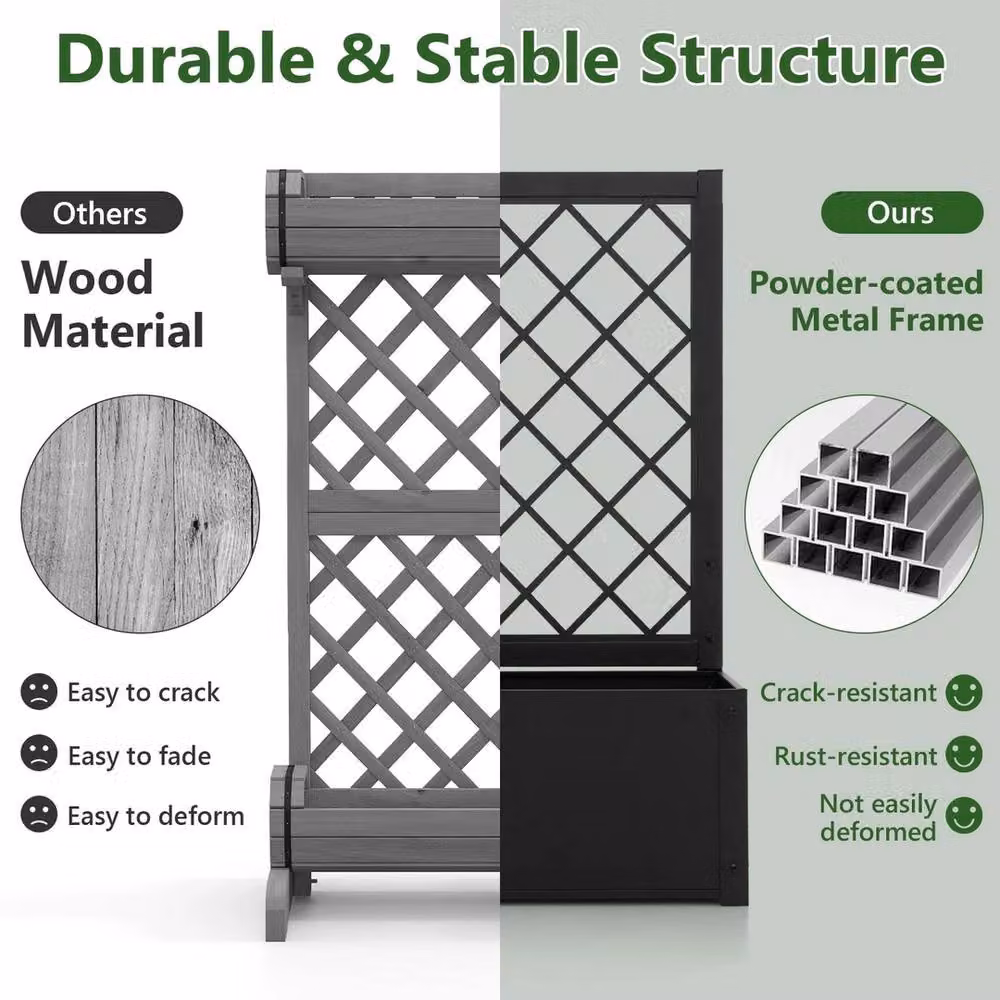 Havendro Black Metal Raised Garden Bed with Trellis for Climbing Plants – 5