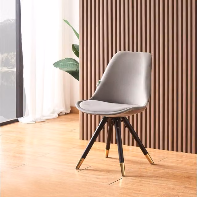 Life Interiors Sofia Ergonomic Modern Dining Chair Upholstered in Dark Grey Velvet with Gold Metal Legs – 1