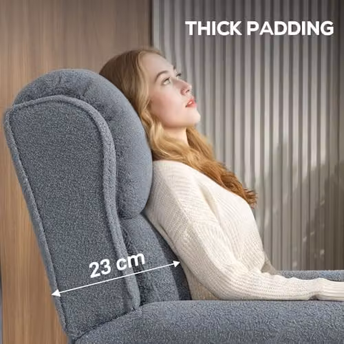 HOMCOM Grey Fabric Push Back Recliner Armchair with Metal Frame – 4