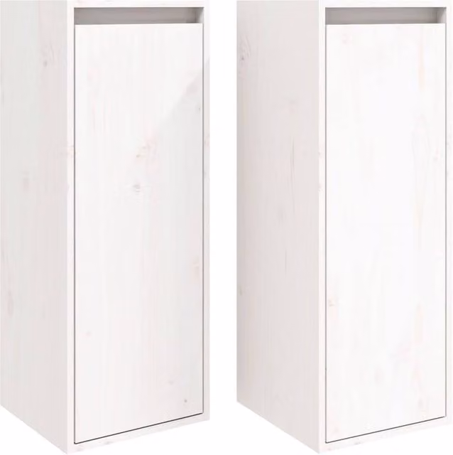 Berkfield Home White Solid Wood Pine Wall Cabinets, 2 Pack, W/D/H: 30 x 30 x 80 cm – 1