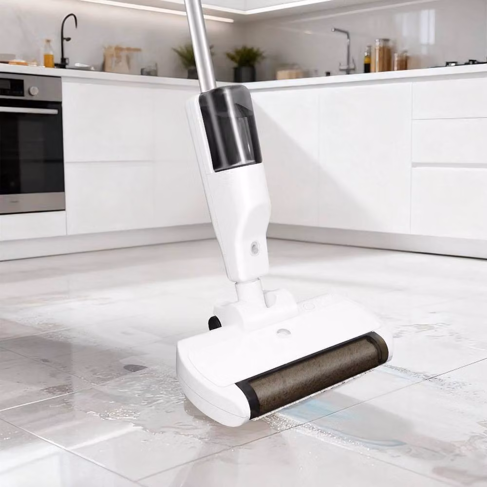 FLAVORA All-In-One Hard Floor Washer Scrubber Mop in White, H 100 cm x W 15 cm x D 15 cm – 4