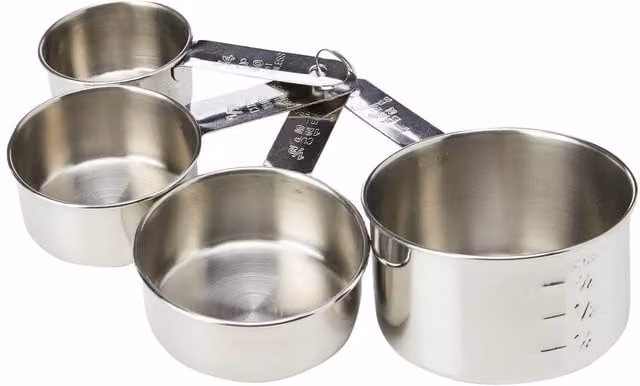 Dexam Set of 4 Round Stainless Steel Measuring Cups in Silver and Multicolour