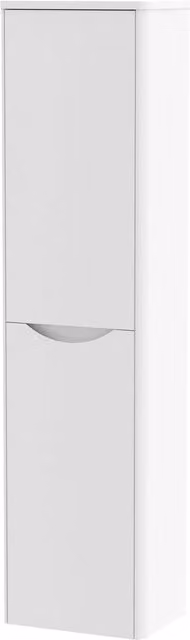 Balterley Modern Wall Mounted 2 Door Bathroom Tall Unit in Satin White, W: 35.6 cm