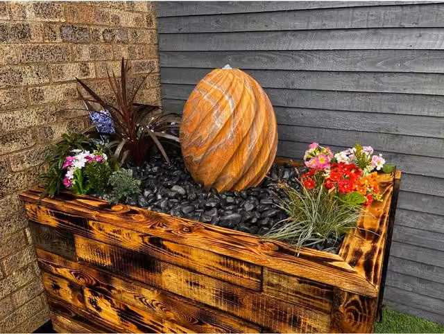 Tranquillity Water Features Sandstone Pine Spring Stone Tabletop Water Feature, Grey, Height: 50 cm